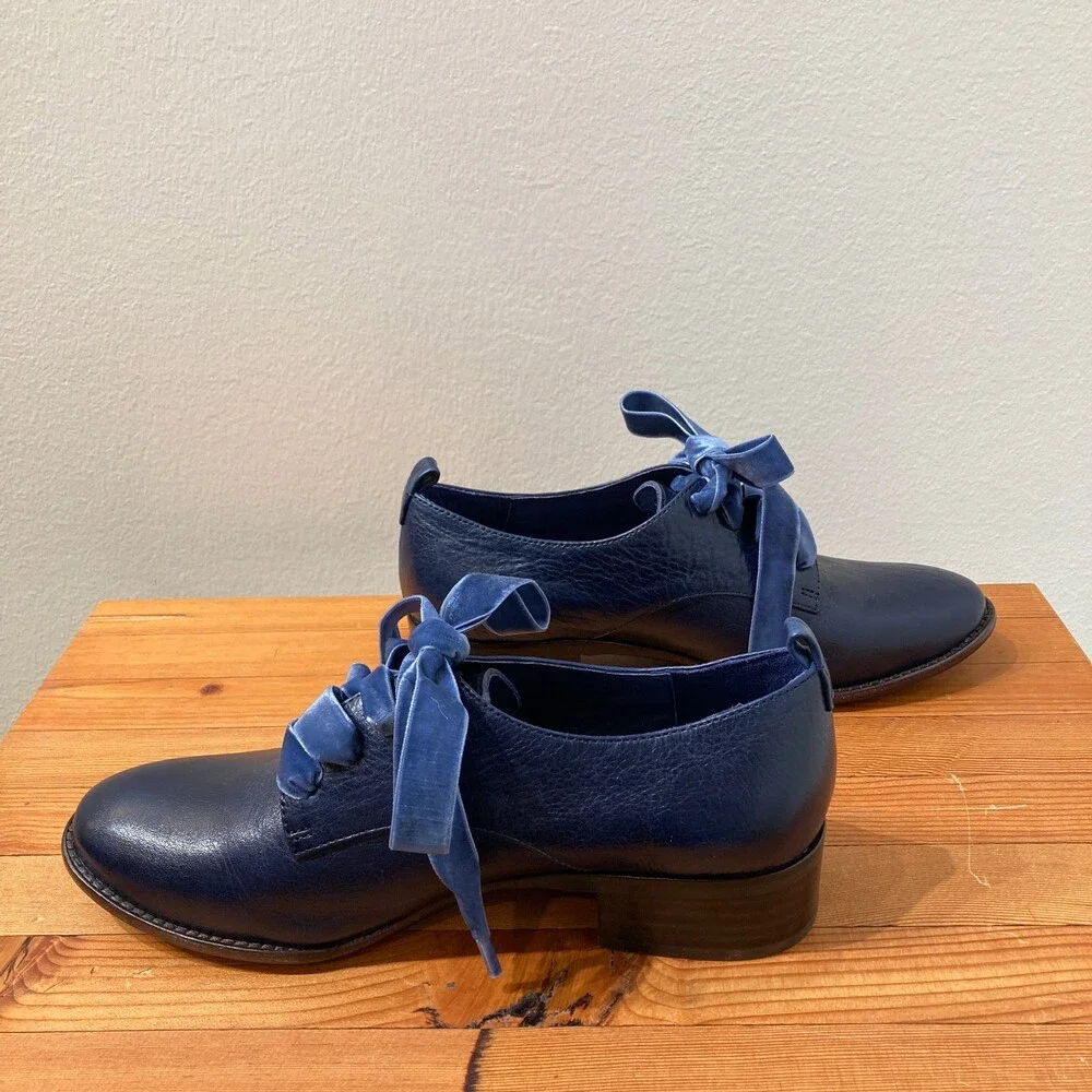 Silent D Anthropologie Navy Leather Callan Oxford Shoes - Size 36 / 6 - 0823JN